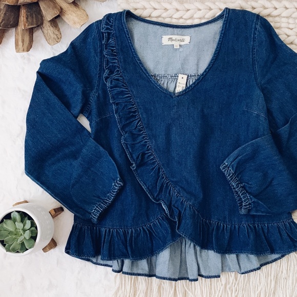 Madewell | Tops | Madewell Denim Ruffle 